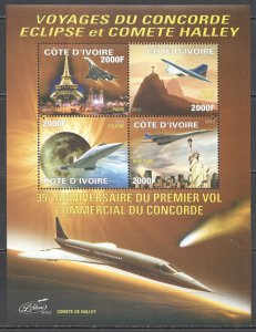 Vk111 2012 Space Concorde Solar Eclipse Halley'S Comet Voyages New York Rio Mnh