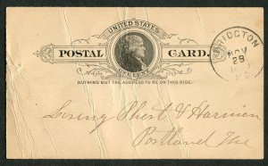 1883 Bridgton ME to Portland Postal Card Loring Short & Harmon Albert Green