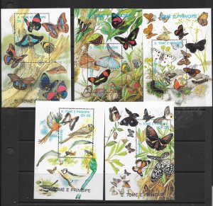 ST THOMAS & PRINCE-CLEARANCE #898-902 BUTTERFLIES S/S MNH