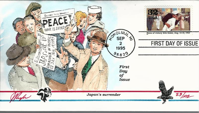 Beautiful Pugh Designed FDC WWII Japan's Surrender #23 of 102