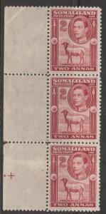 Somaliland Sc#86 MNG strip of 3 toned on back