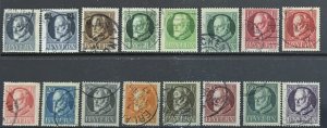 BAVARIA 1914 KING LUDWIG 111 ISSUE TO 1M USED,INCLUDING SCARCE 15PF CARMINE