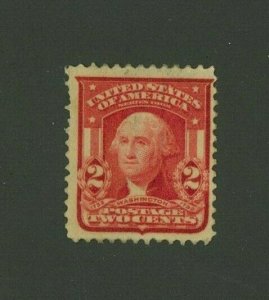 US 1903 2c carmine Washington, Scott 319 Mint No Gum, Value = $6.00