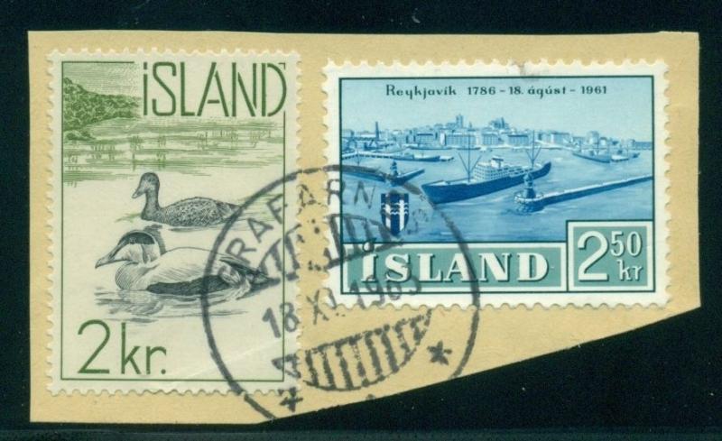 ICELAND BRIDGE CANCEL GRAFARNES (B3e) 1963 on multi on piece, VF 