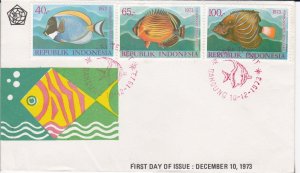 Indonesia # 859-861, Marine Life - Fish, First Day Cover