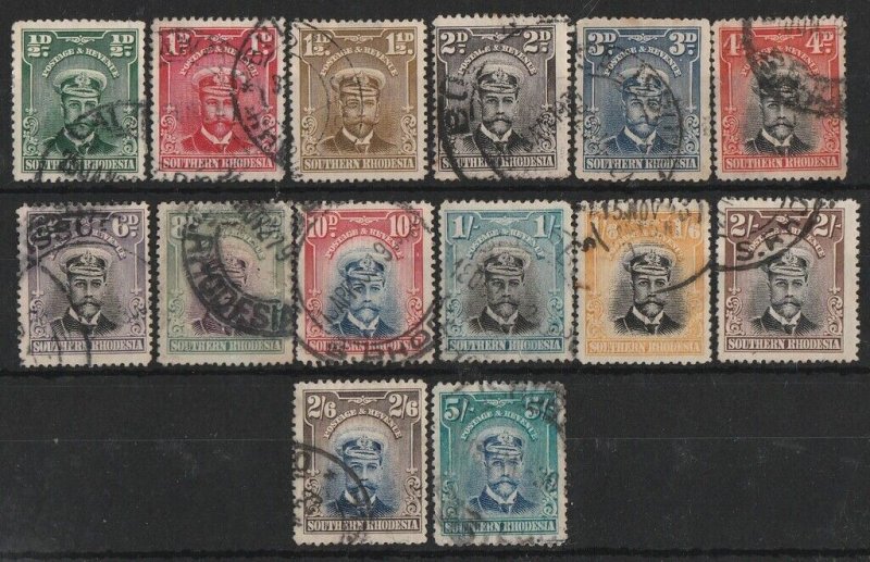 SOUTHERN RHODESIA 1924 KGV Admiral set ½d to 5/-.