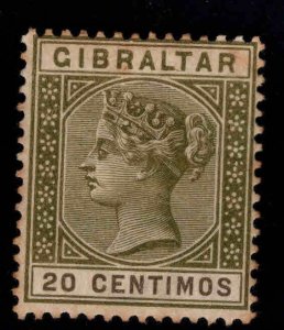 GIBRALTAR Scott 31A  MH* Queen Victoria CA Wmk 2 Hinge remnant in toned gum