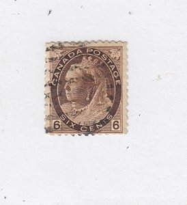 CANADA (MK4465) # 80  FVF-USED 6cts 1898 //VICTORIA NUMERAL /BROWN CAT VALUE $30