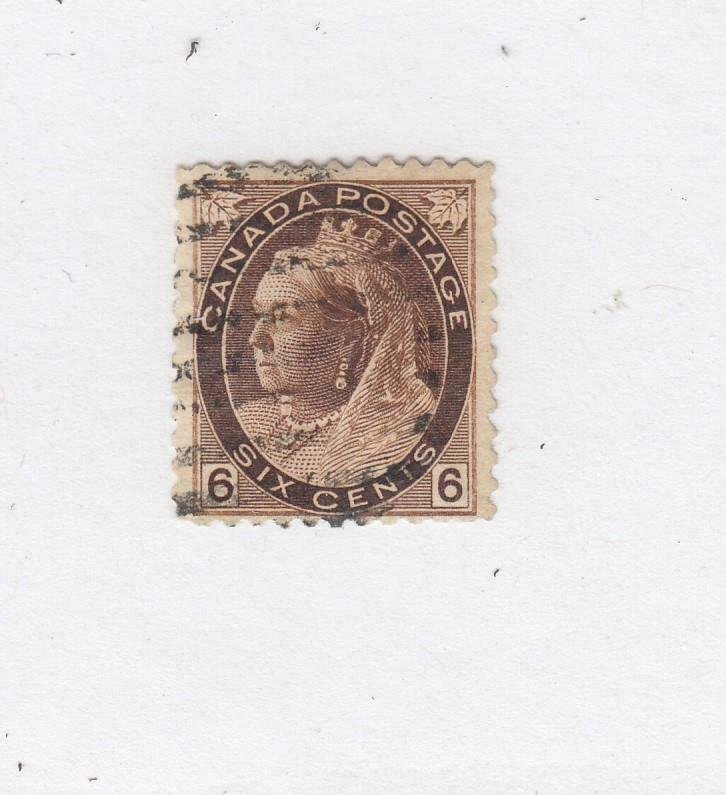 CANADA (MK4465) # 80  FVF-USED 6cts 1898 //VICTORIA NUMERAL /BROWN CAT VALUE $30