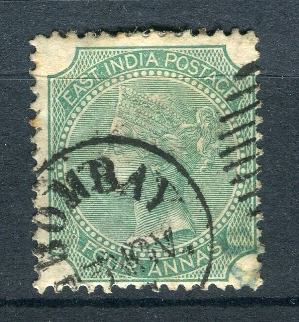 INDIA; 1880s classic QV issue fine used 4a. value fine BOMBAY POSTMARK