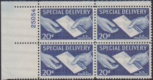 E20 Special Delivery Plate Block MNH
