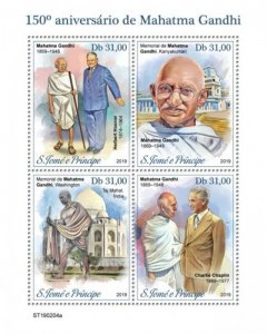 St Thomas - 2019 Mahatma Gandhi - 4 Stamp Sheet - ST190204a