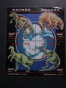 GUINEA-1993-WORLD PREHISTORY ANIMALS-DINOSAURS- WITH FANCY CANCEL-CTO BLOCK Vf