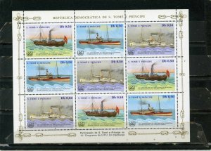 ST.THOMAS & PRINCE ISLANDS 1984 SHIPS SHEET OF 9 STAMPS MNH
