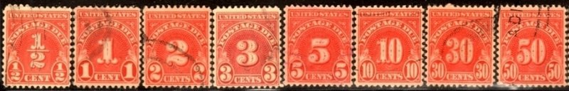 US Stamp #J79-86 Used Bureau of Printing & Engraving Postage Due Singles