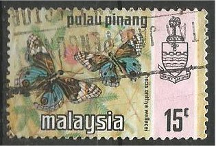 PENANG, 1971, used 15c, Butterfly Scott 79