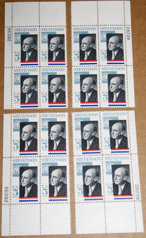 Set of MNH matched plateblocks, Sc# 1275 Adlai Stevenson