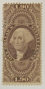 USA 1862-71 FIRST ISSUE REVENUE $1.90 FOREIGN EXCHANGE  CUT CANCELLATION.