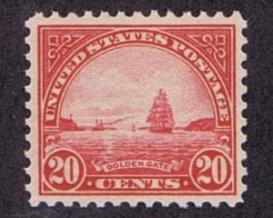 US 567 UNUSED OG NH 20 CENT GOLDEN GATE, 1923, PSE CERT. GREAT STAMP