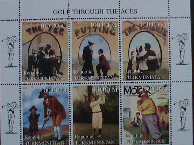 ​TURKMENISTAN-SH61-  GOLF THROUGH THE AGES -MNH SHEET-VF LAST ONE-HARD TO FIND