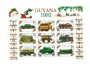 Guyana MNH S/S 2620 Toy Trains 1992 9 Stamps