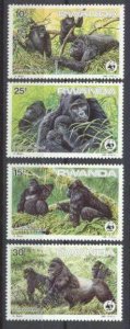 Rwanda Mi.1292-95 MNH WWF-85/Monkies