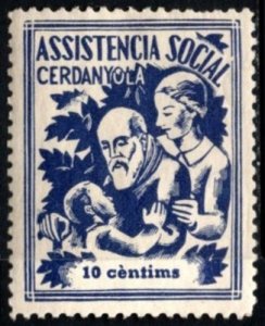 1937 Spain Civil War Charity Poster Stamp 10 Cent Cerdanyola Social Assistance