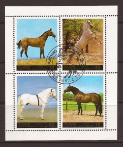 1987 North Korea - Sc 2654 - CTO used VF - Mini Sheet - Horses