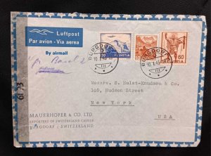 DM)1945, HELVETIA, LETTER SENT TO U.S.A, AIR MAIL WITH AIR STAMPS, JUNGFRAU,