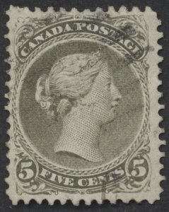 Canada #26 5c Large Queen F-VF Used Light Grid Cancel