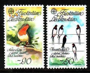 Liechtenstein-Sc#829-30- id8-Unused NH set-Birds-Europa-1986-