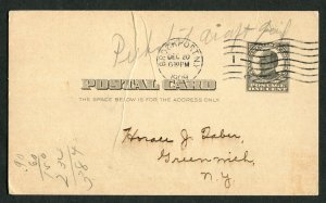 1909 US Postal Card WH Moore Magazine Agency Brockport to Greenwich NY Tribune