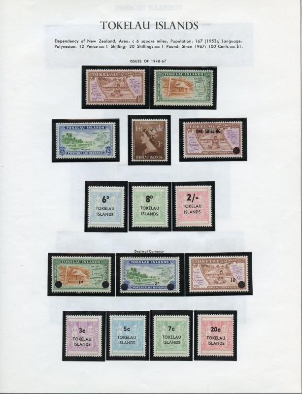 TOKELAU SELECTION OF MINT NEVER HINGED ON ALBUM PAGES AS SHOWN