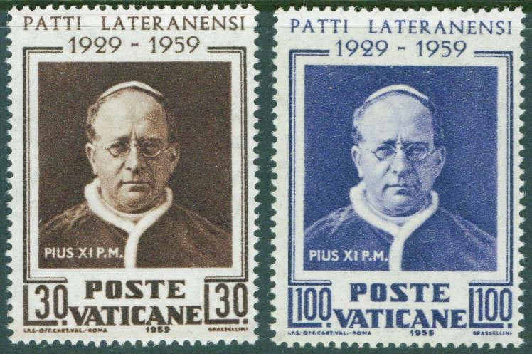 VATICAN Scott 254-5 MNH** 1959 Lateran Pacts set