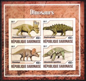 Gabon Gabonaise 2017 Dinosaurs I Sheet Imperf. MNH Cinderella