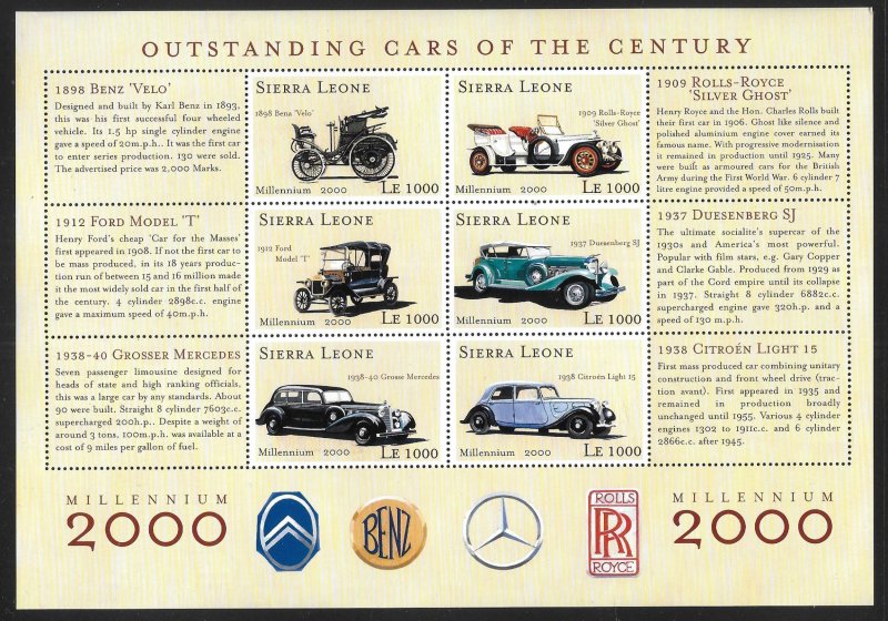 Sierra Leone 2426-2427 Millennium Cars m/s MNH