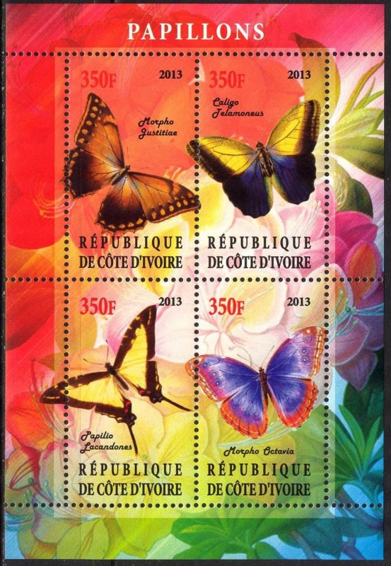 Ivory Coast 2013 Butterflies (5) MNH Cinderella !