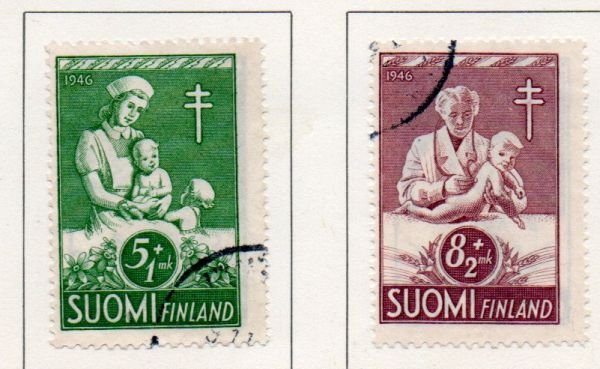 Finland Sc B78-79 1946 TB Child Care charity stamp set used