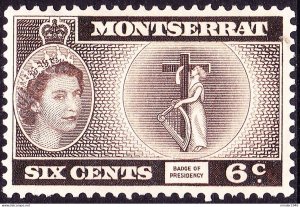 MONTSERRAT 1955 QEII 6c Deep Bristre Brown SG142 MH