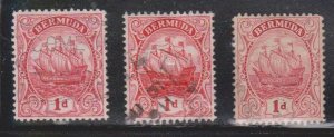 BERMUDA Scott # 83, 83a, 83b Used - Sailing Ship - Caravel