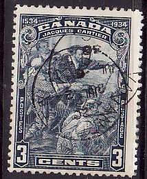 Canada-Sc#208- id20-used 3c Jacques Cartier-dated Jul 2 1938-   