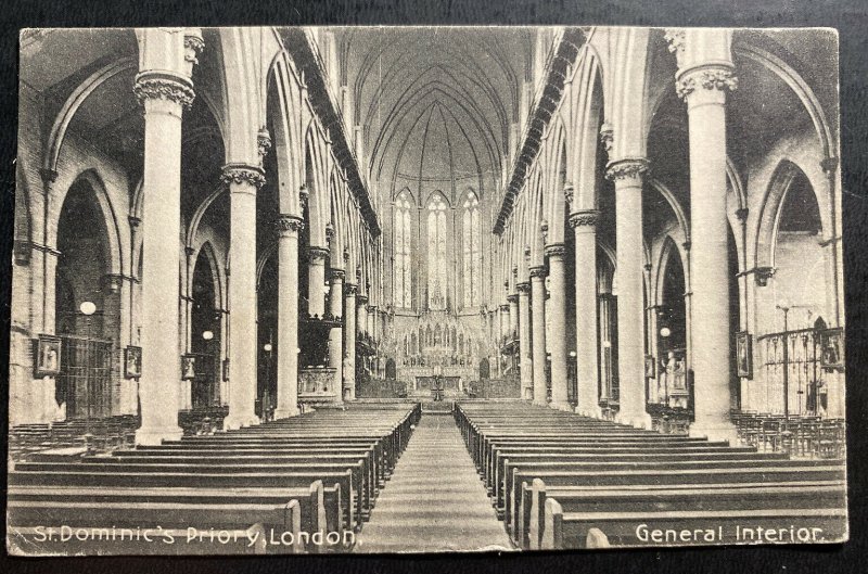 1909 England Picture Postcard Cover Perfin Stamp St Dominics Priory London