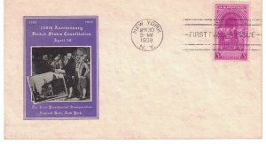 1939 FDC, #854, 3c Inauguration of Washington, Ioor