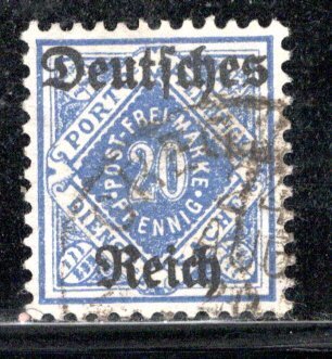 German States Wurttemberg Scott # O62a, used, exp h/s, Mi # D55y