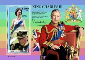 Liberia - 2022 King Charles III - Stamp Souvenir Sheet - LIB220322b1