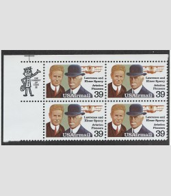 U.S.#C114 Lawrence & Elmer Sperry 39c Zip Block of 4, MNH.  See description