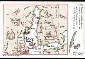Finland # 728, Finlandia 88, Ancient Ships - Maps Souvenir . Mint NH, 1/2 Cat.