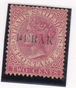 MALAYA PERAK 1886 2c PALE ROSE OVPT ON STRAITS SETTLEMENTS