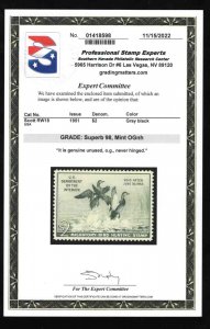 MOMEN: US STAMPS #RW18 MINT OG NH PSE GRADED CERT SUP-98 LOT #79317