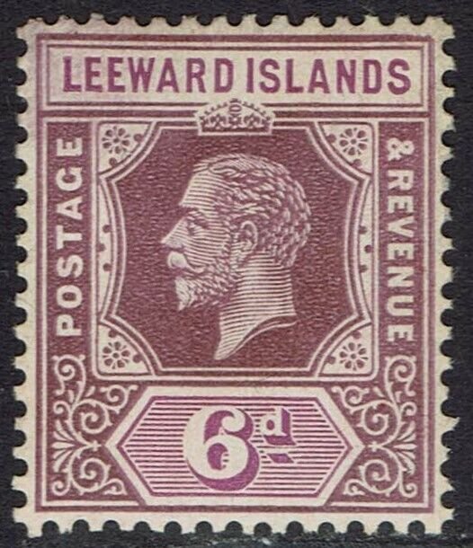 LEEWARD ISLANDS 1921 KGV 6D DIE I WMK MULTI SCRIPT CA